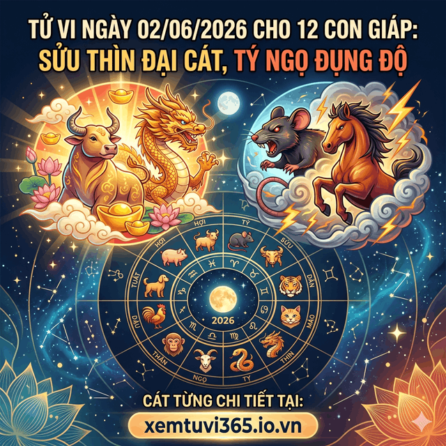 Tử Vi Ngày 02/06/2026 Cho 12 Con Giáp: Sửu Thìn Đại Cát, Tý Ngọ Đụng Độ