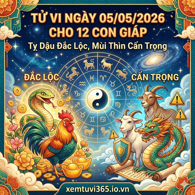 Tử Vi Ngày 05/05/2026 Cho 12 Con Giáp: Tỵ Dậu Đắc Lộc, Mùi Thìn Cẩn Trọng