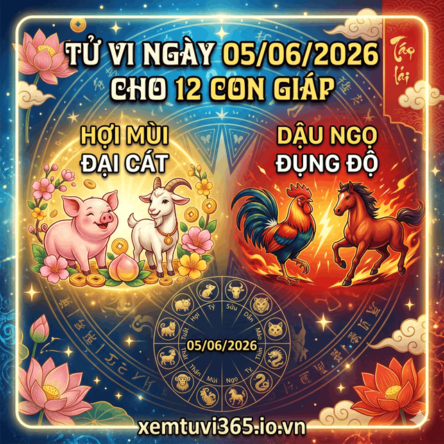 Tử Vi Ngày 05/06/2026 Cho 12 Con Giáp: Hợi Mùi Đại Cát, Dậu Ngọ Đụng Độ