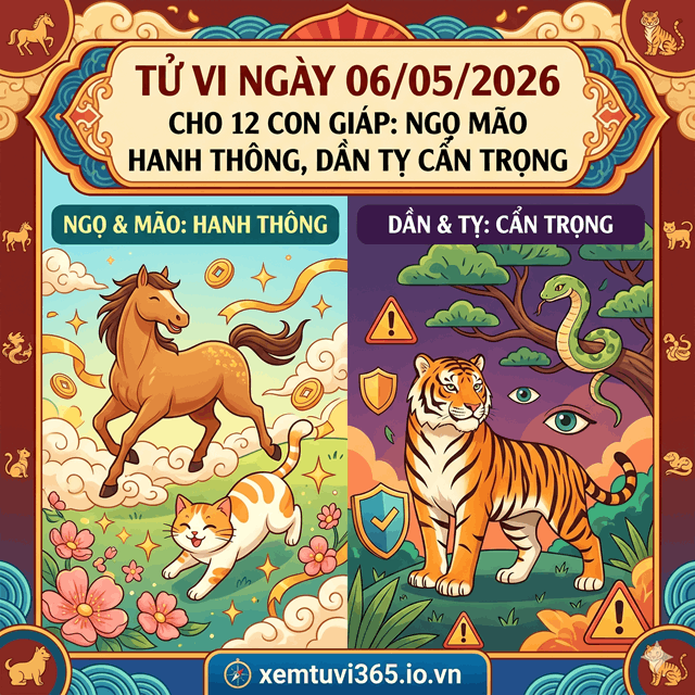 Tử Vi Ngày 06/05/2026 Cho 12 Con Giáp: Ngọ Mão Hanh Thông, Dần Tỵ Cẩn Trọng