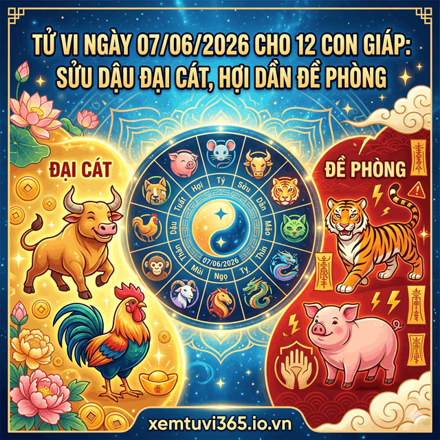 Tử Vi Ngày 07/06/2026 Cho 12 Con Giáp: Sửu Dậu Đại Cát, Hợi Dần Đề Phòng
