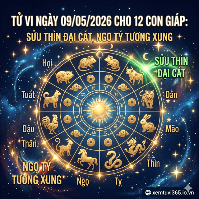 Tử Vi Ngày 09/05/2026 Cho 12 Con Giáp: Sửu Thìn Đại Cát, Ngọ Tý Tương Xung