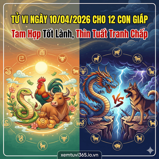 Tử Vi Ngày 10/04/2026 Cho 12 Con Giáp: Tam Hợp Tốt Lành, Thìn Tuất Tranh Chấp