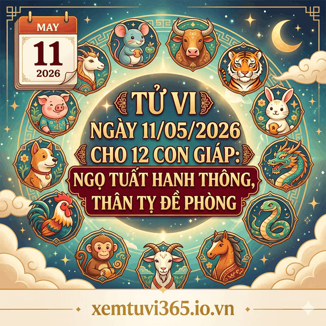 Tử Vi Ngày 11/05/2026 Cho 12 Con Giáp: Ngọ Tuất Hanh Thông, Thân Tỵ Đề Phòng