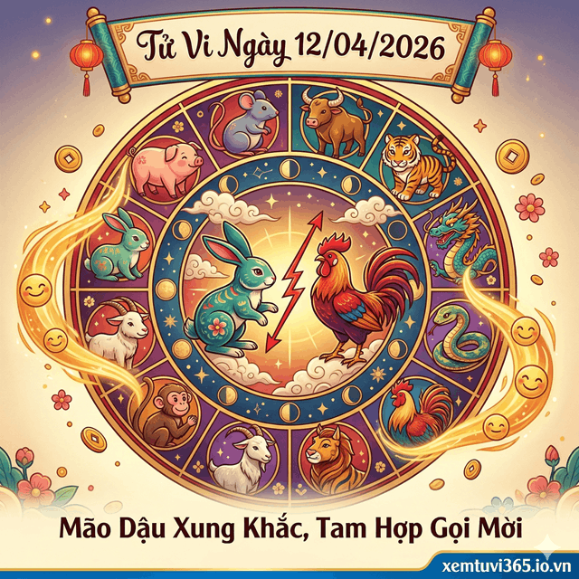 Tử Vi Ngày 12/04/2026 Cho 12 Con Giáp: Mão Dậu Xung Khắc, Tam Hợp Gọi Mời