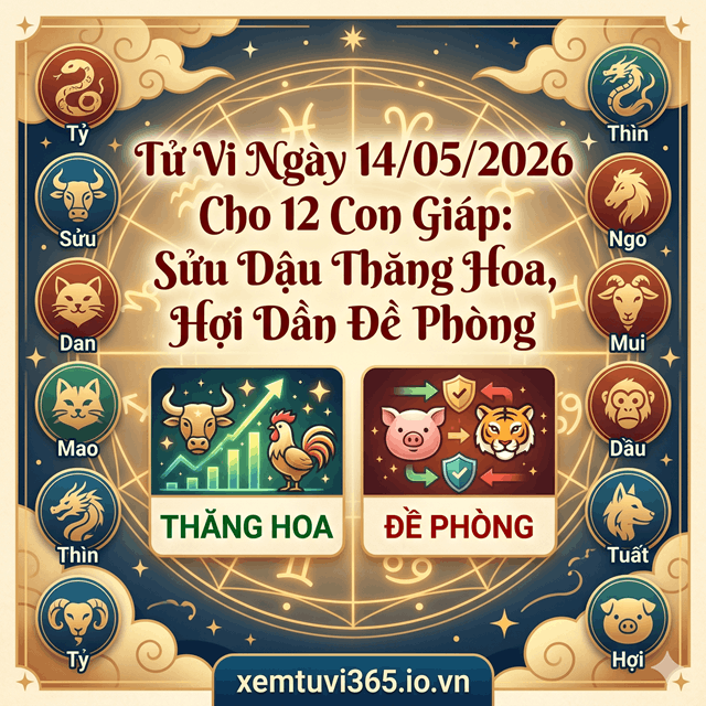 Tử Vi Ngày 14/05/2026 Cho 12 Con Giáp: Sửu Dậu Thăng Hoa, Hợi Dần Đề Phòng