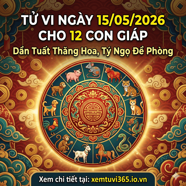 Tử Vi Ngày 15/05/2026 Cho 12 Con Giáp: Dần Tuất Thăng Hoa, Tý Ngọ Đề Phòng