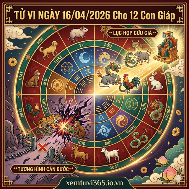 Tử Vi Ngày 16/04/2026 Cho 12 Con Giáp: Lục Hợp Cứu Giá, Tương Hình Cản Bước