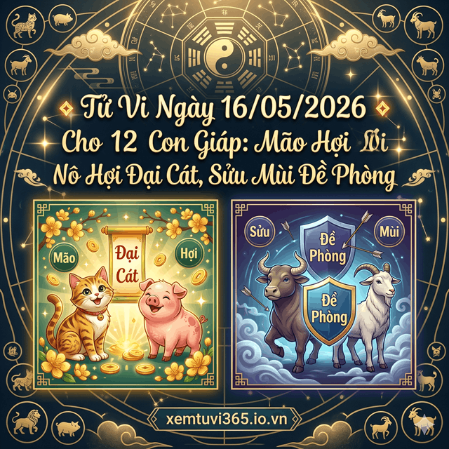 Tử Vi Ngày 16/05/2026 Cho 12 Con Giáp: Mão Hợi Đại Cát, Sửu Mùi Đề Phòng