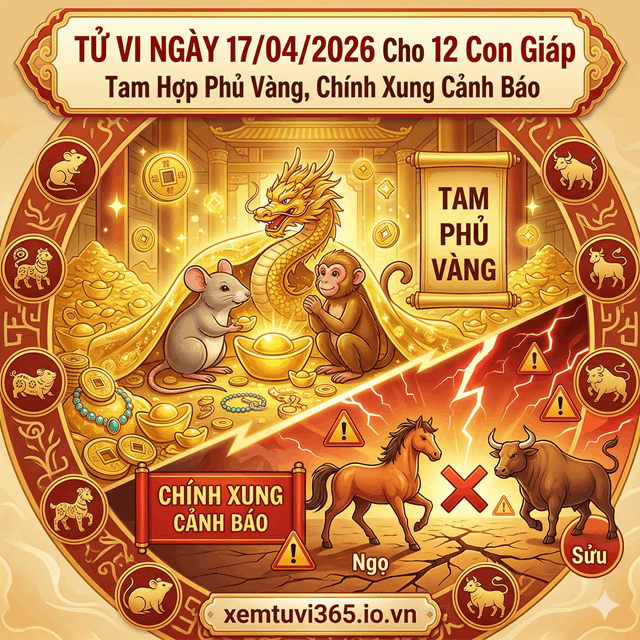 Tử Vi Ngày 17/04/2026 Cho 12 Con Giáp: Tam Hợp Phủ Vàng, Chính Xung Cảnh Báo