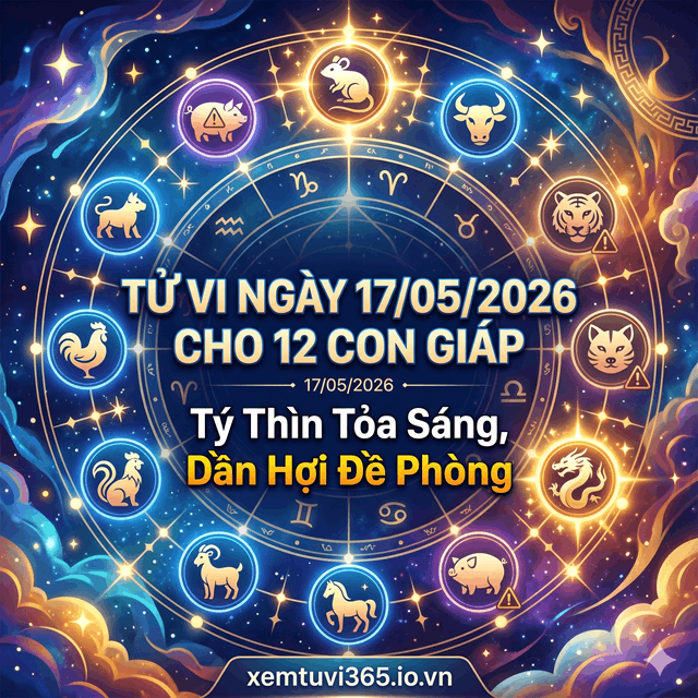 Tử Vi Ngày 17/05/2026 Cho 12 Con Giáp: Tý Thìn Tỏa Sáng, Dần Hợi Đề Phòng
