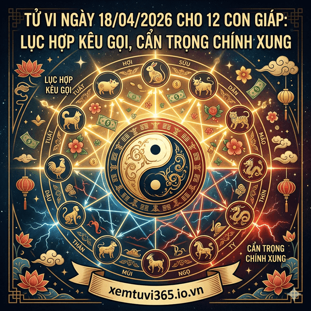 Tử Vi Ngày 18/04/2026 Cho 12 Con Giáp: Lục Hợp Kêu Gọi, Cẩn Trọng Chính Xung