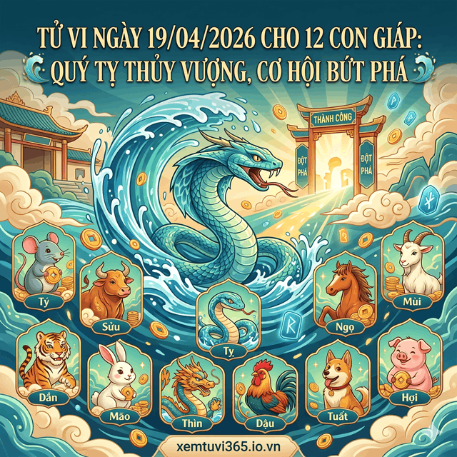 Tử Vi Ngày 19/04/2026 Cho 12 Con Giáp: Quý Tỵ Thủy Vượng, Cơ Hội Bứt Phá