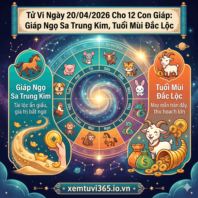 Tử Vi Ngày 20/04/2026 Cho 12 Con Giáp: Giáp Ngọ Sa Trung Kim, Tuổi Mùi Đắc Lộc