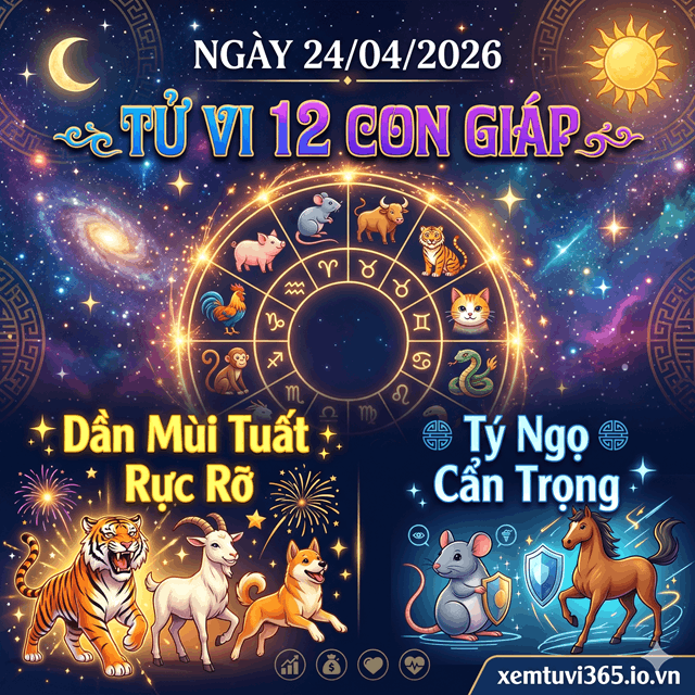 Tử Vi Ngày 24/04/2026 Cho 12 Con Giáp: Dần Mùi Tuất Rực Rỡ, Tý Ngọ Cẩn Trọng