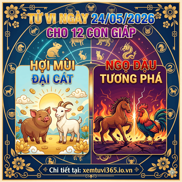 Tử Vi Ngày 24/05/2026 Cho 12 Con Giáp: Hợi Mùi Đại Cát, Ngọ Dậu Tương Phá