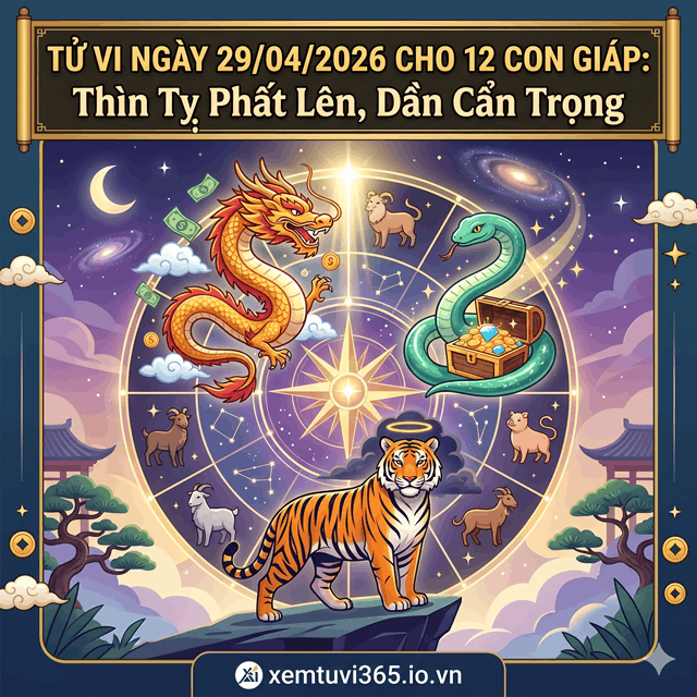 Tử Vi Ngày 29/04/2026 Cho 12 Con Giáp: Thìn Tỵ Phất Lên, Dần Cẩn Trọng