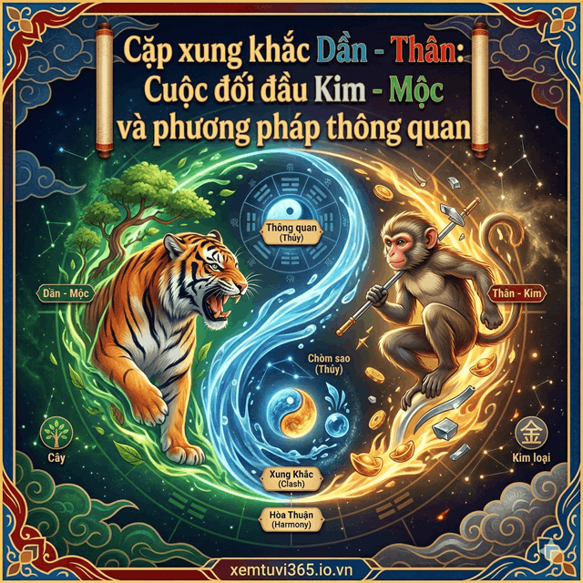 Cặp xung khắc Dần - Thân: Cuộc đối đầu Kim - Mộc và phương pháp thông quan