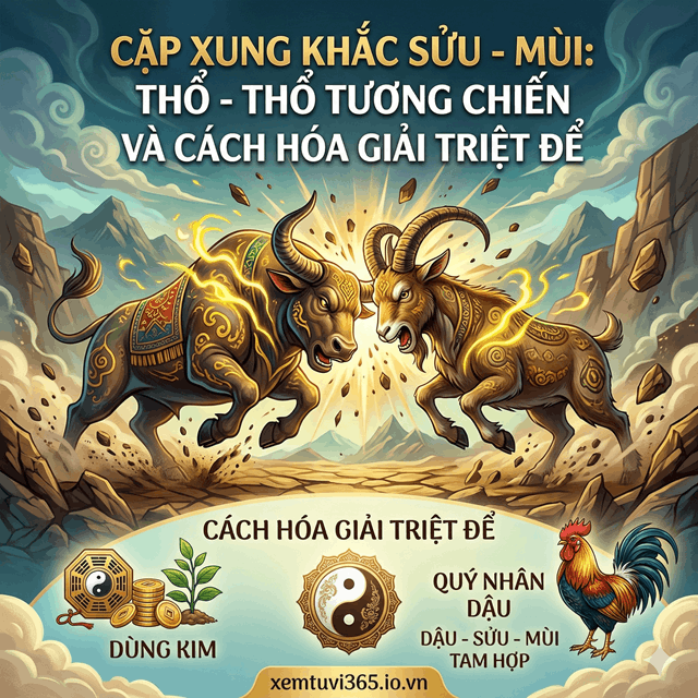 Cặp xung khắc Sửu - Mùi: Thổ - Thổ tương chiến và cách hóa giải triệt để