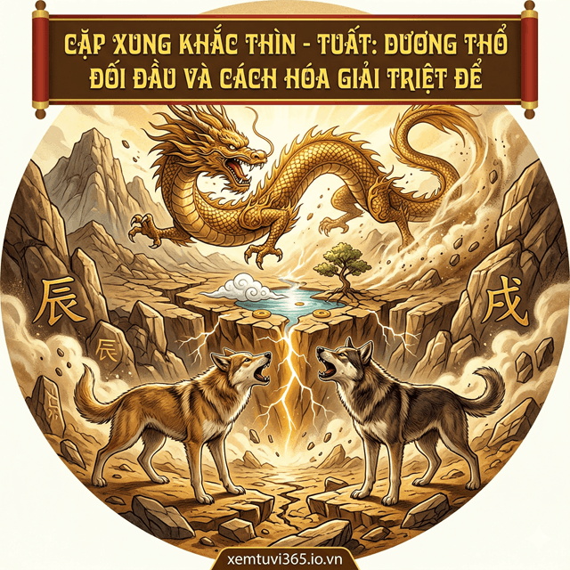 Cặp xung khắc Thìn - Tuất: Dương Thổ đối đầu và cách hóa giải triệt để