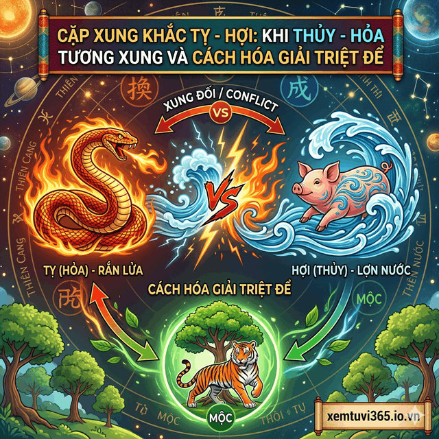 Cặp xung khắc Tỵ - Hợi: Khi Thủy - Hỏa tương xung và cách hóa giải triệt để